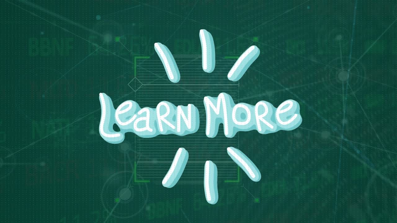 Animation of network of connections over learn more text