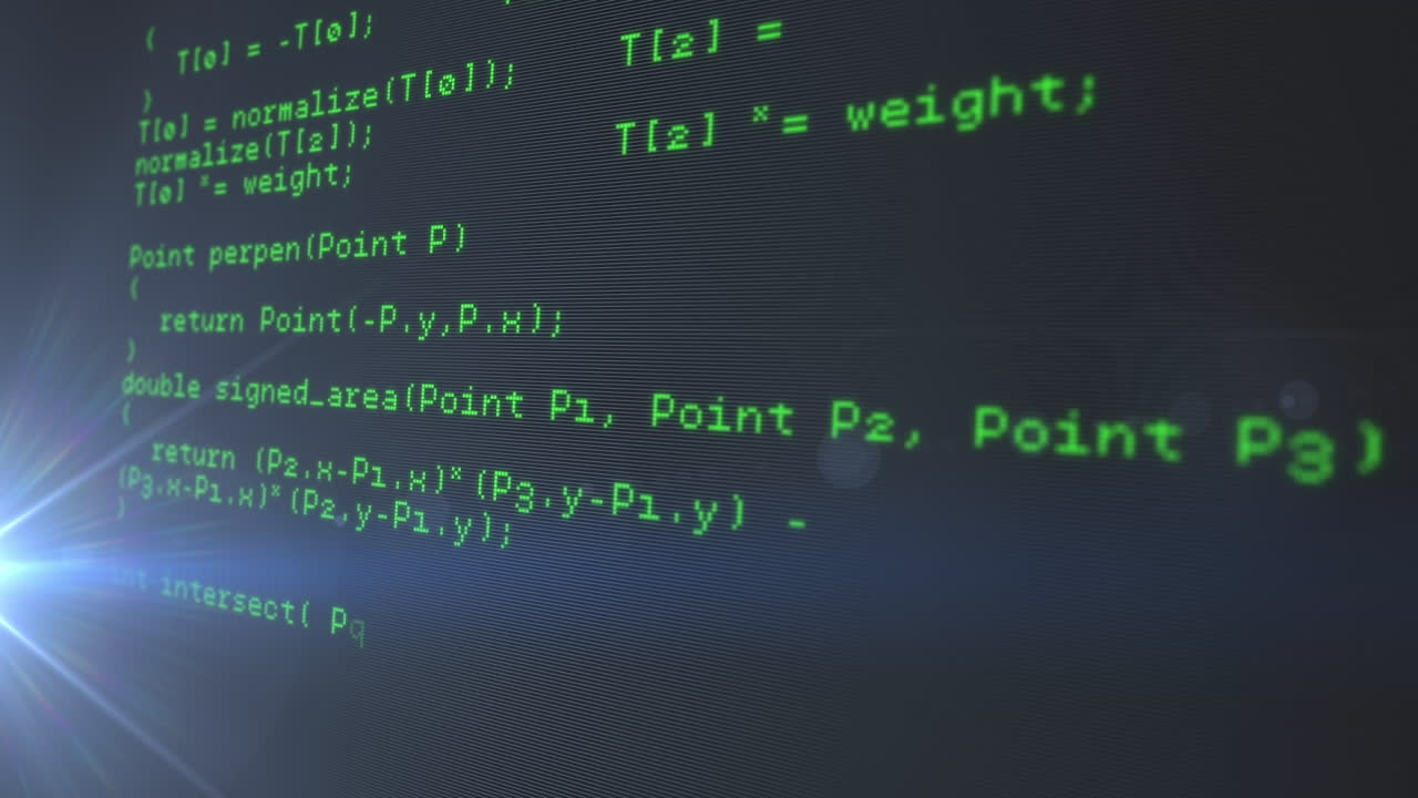 анимация световых следов над обработкой данных на черном фоне