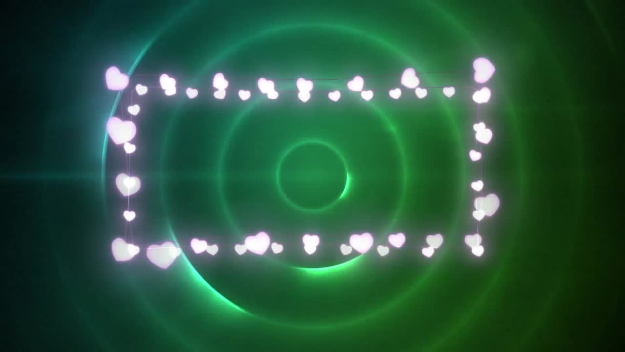 녹색 원 위에 복사 공간과 함께 크리스마스 장식 요정 불빛의 애니메이션