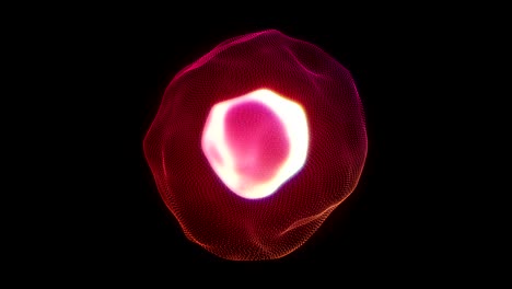 movimiento abstracto esfera colorida de partículas brillantes en fondo negro.