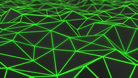 dark low poly displaced surface with green glowing lines