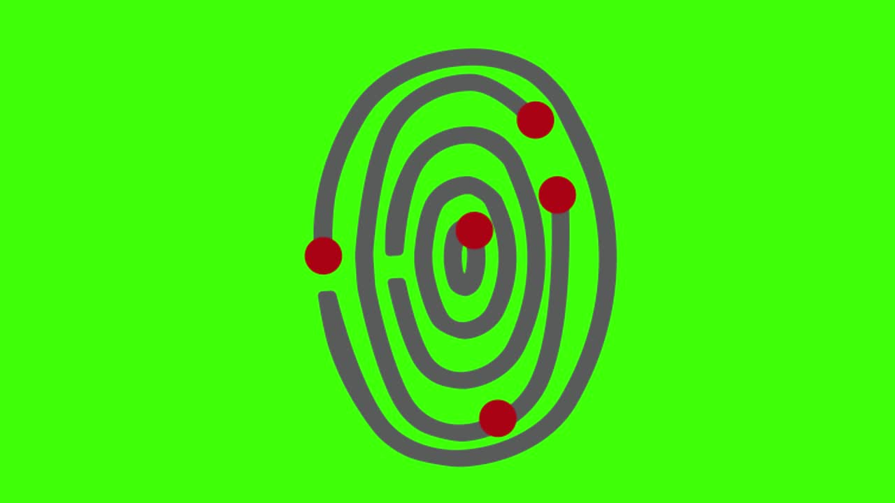 pantalla verde, icono de infracción de seguridad, huella dactilar