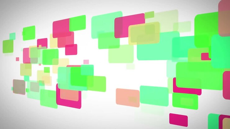 Animation of network of connections with colourful screens and data processing