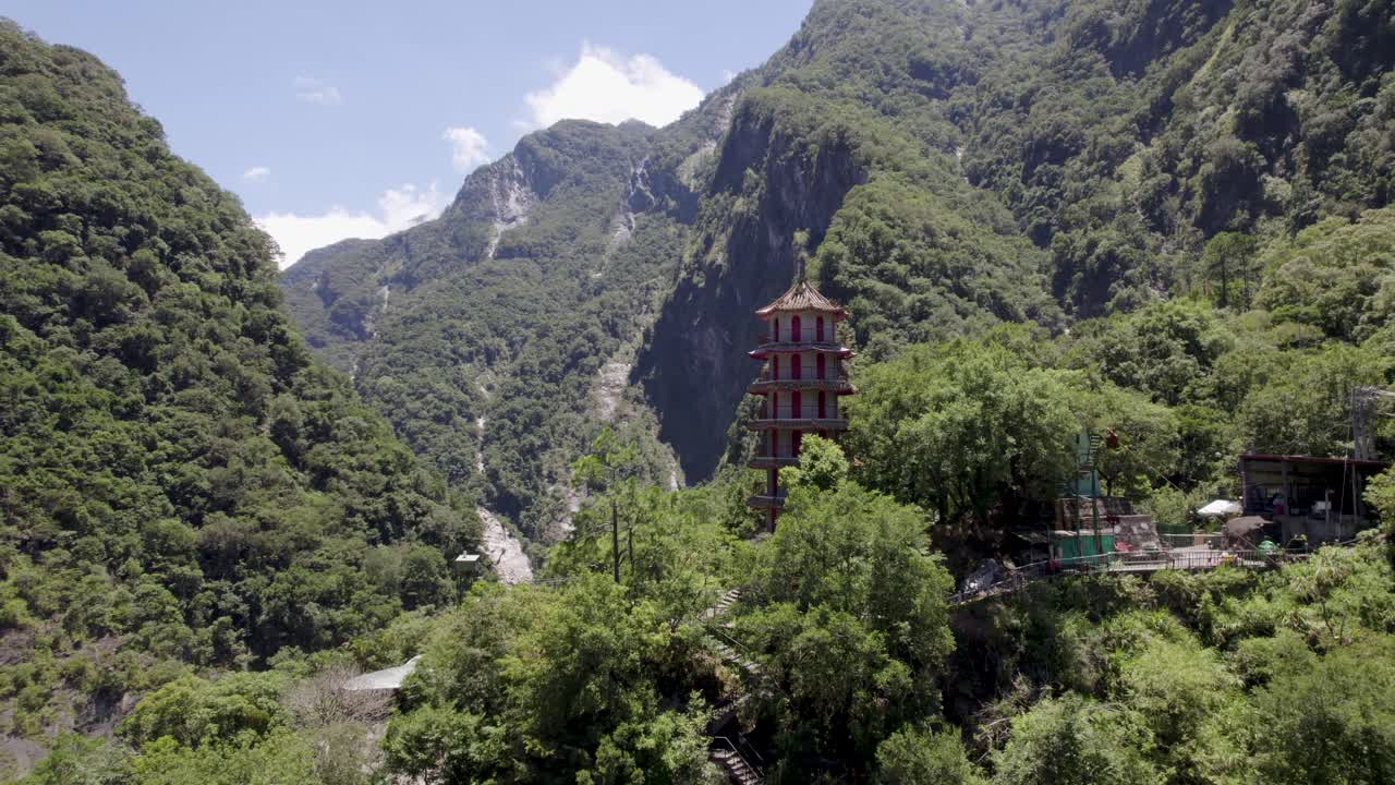 Aerial view of Xiangde Temple in Taroko National Park, Hualien county district, Taiwan