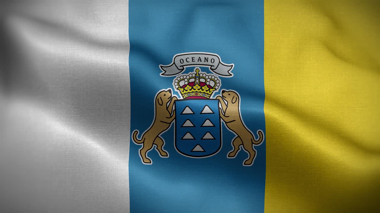 Canary Islands Spain Flag Loop Background 4K