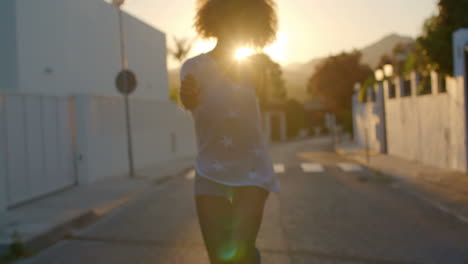 sexy roller skate girl riding at sunset