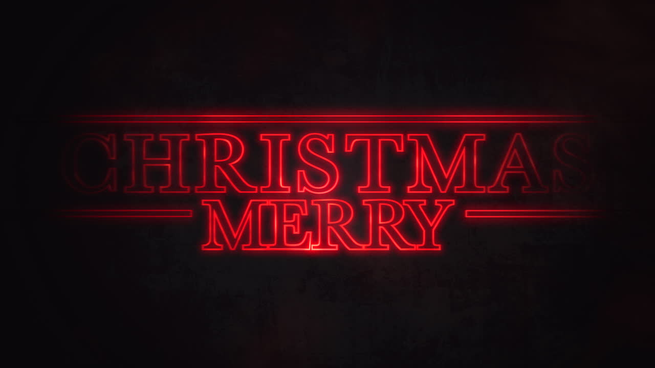 feliz navidad con texto en estilo star war en galaxia oscura en estilo años 80