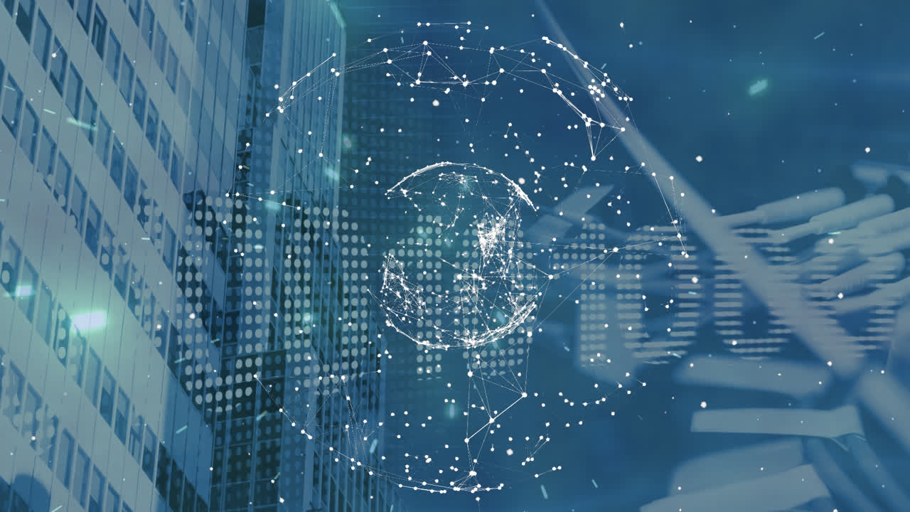 금융 데이터에 대한 연결 네트워크와 함께 지구의 애니메이션