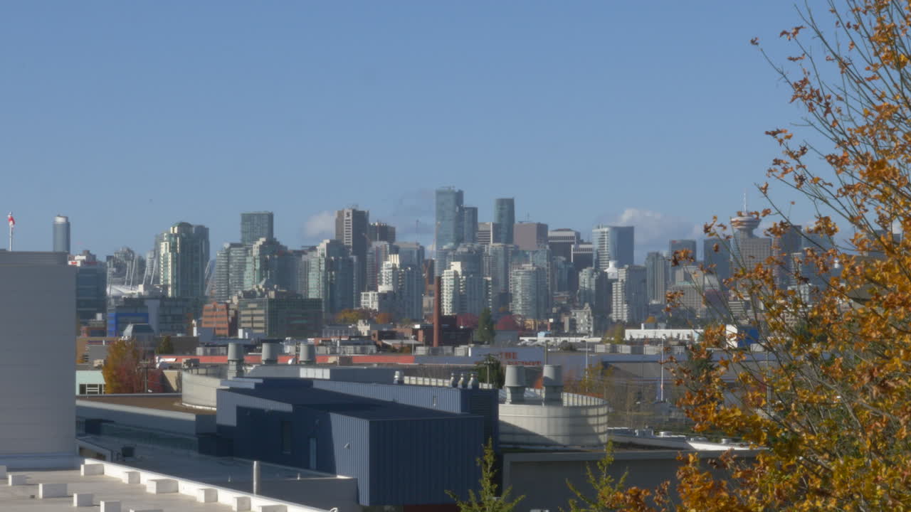Vancouver City Skyline on a Sunny Autumn Day