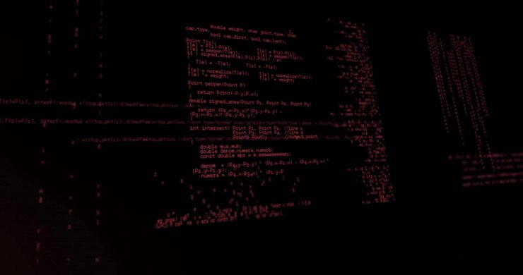 Animation of data processing against black background