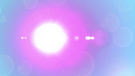 manchas de luz brillante y destello de la lente contra un fondo púrpura