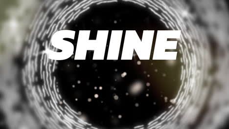 Animation-of-shine-text-over-glowing-lights-on-black-background