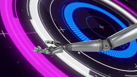 animación del brazo del robot girando sobre las visores escaneando en segundo plano