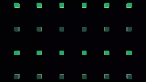 Animation-of-cubes-over-sparkles-on-green-background
