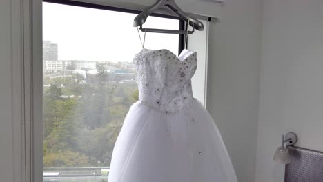 wide shot of  bride - bridemaid wedding dress