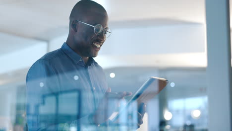 Networking,-happy-and-black-man-in-office