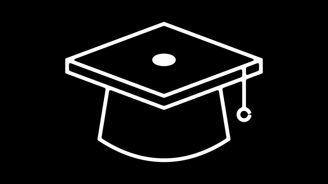 Graduation Ceremony Line Icon Animation with Alpha