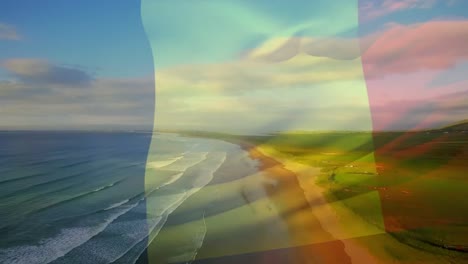 Animation-of-flag-of-belgium-blowing-over-seascape