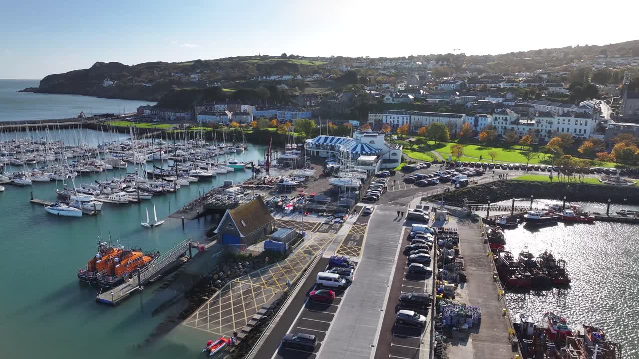 Howth, Ireland. Waterfront and marina with boats, picturesque village. Travel destination