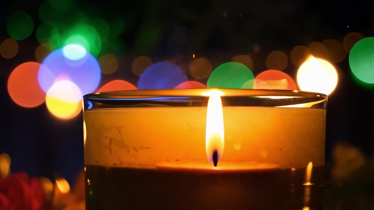 una sola llama de vela brillando en la oscuridad