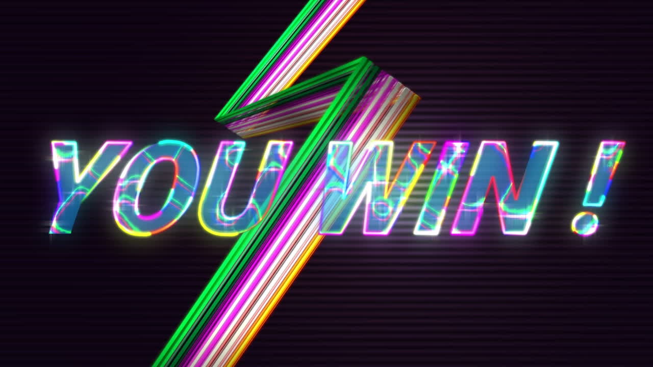 네온 플래시 위에 반 ⁇ 이는 분홍색 문자로 텍스트를 이기는 애니메이션