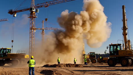 controlled explosion at construction site
