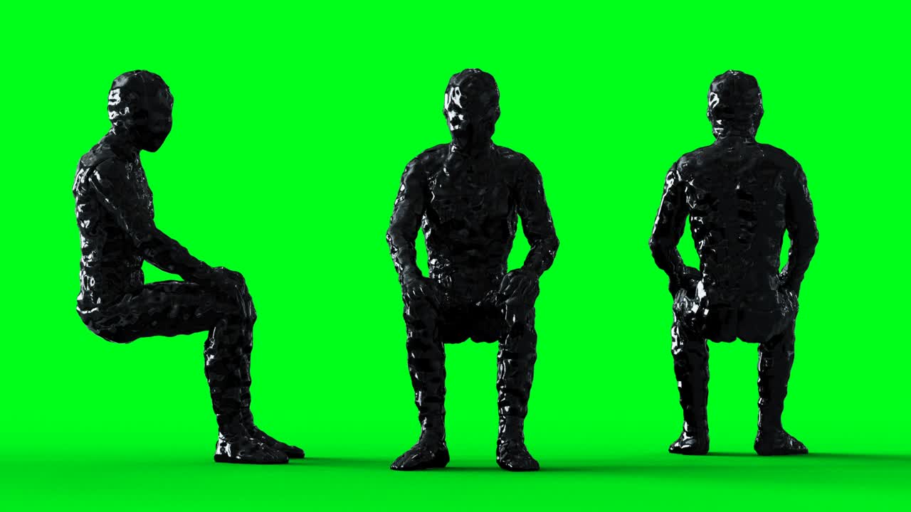 석유, 오일맨 캐릭터 애니메이션, 녹색 스크린에서 고립.