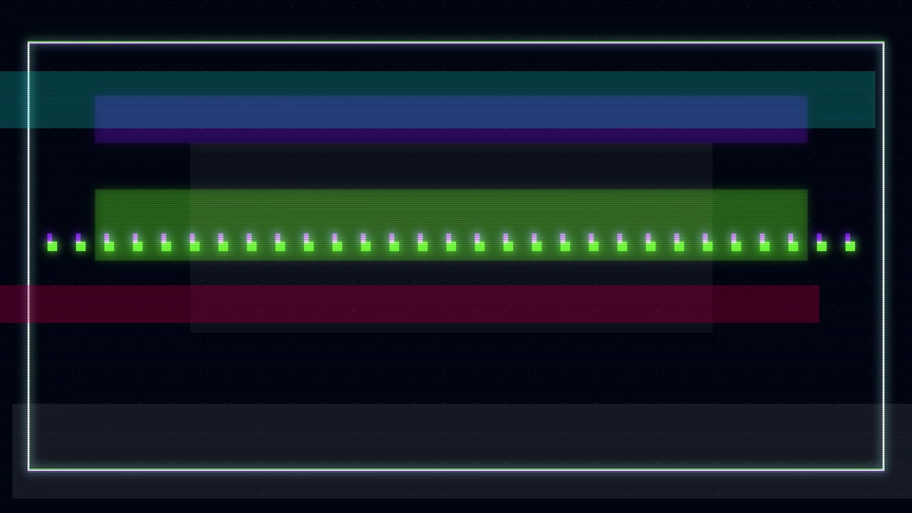Animazione glitch digitale astratta con forme geometriche pulsanti