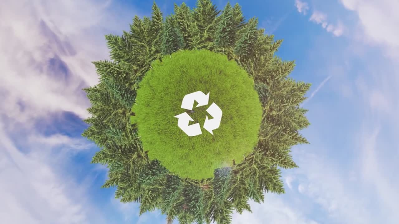 tierra sostenible con árboles y símbolo de reciclaje