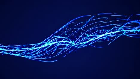 Dynamic abstract video concept with glowing blue lines and binary code