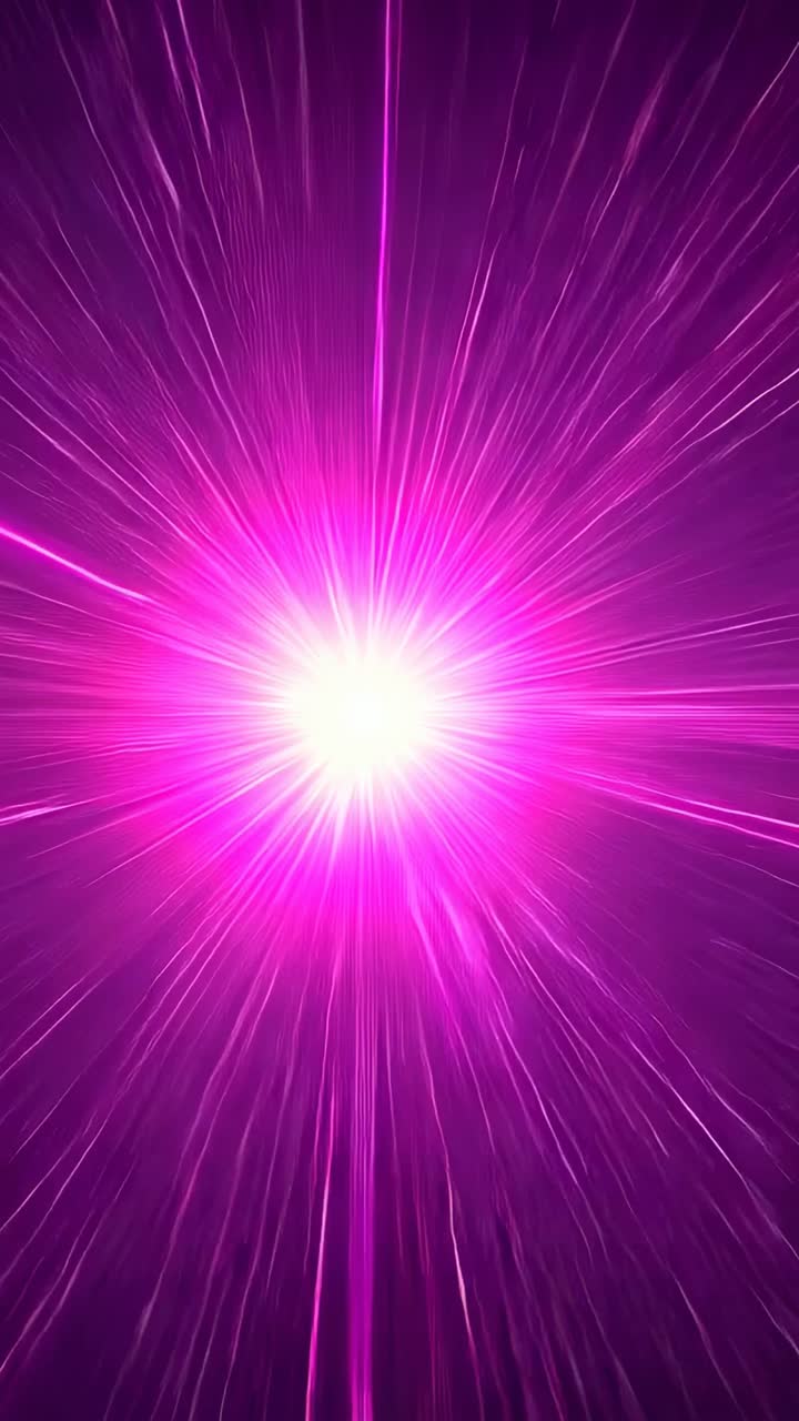 Vertical video: Brightening core sending magenta rays outward in purple gradient, emitting haze