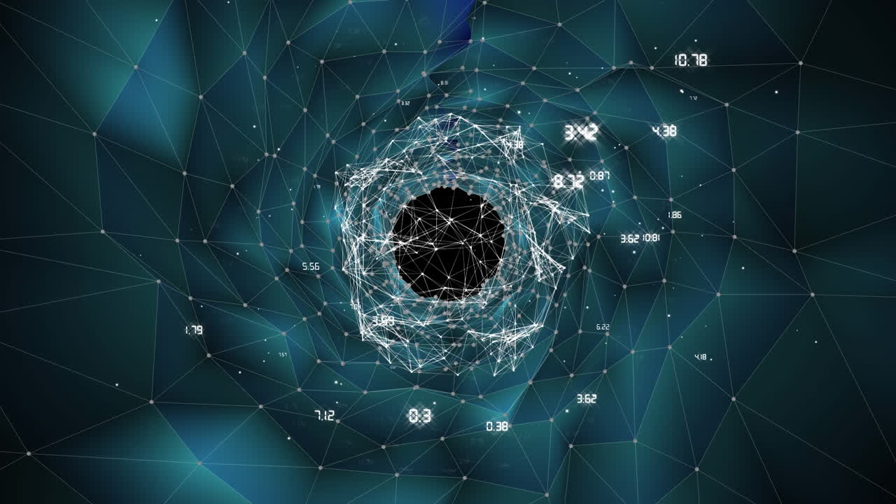 Animation of digital screen with connections and numbers