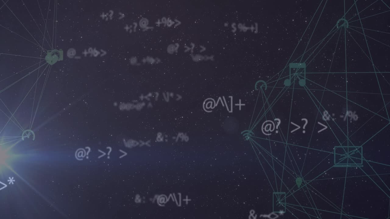 Animation of network of connections over dark background