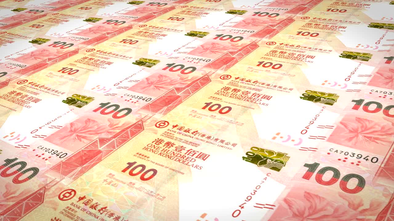 notas de cem dólares de hong kong rolando, dinheiro em dinheiro, loop