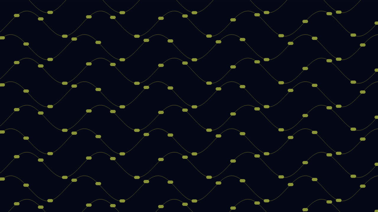 Seamless abstract footage of flowing wave lines with connected nodes on a dark blue background, ideal for technology, data, communication, and futuristic motion design