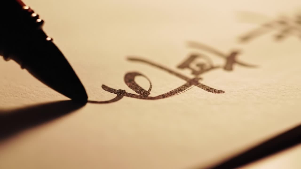A Close-Up Journey into the Art of Calligraphy, Capturing the Intricate Details of Pen Movement and Ink Flow on Paper, Celebrating the Beauty of Written Expression