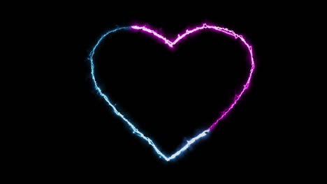 dynamic glow effects of the contour of the heart on a black background