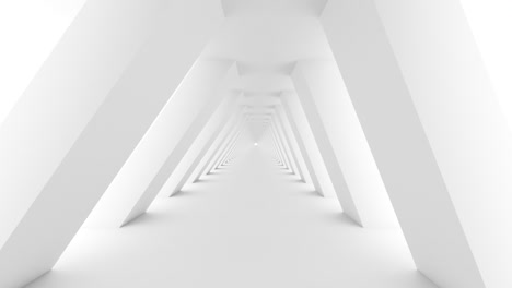 futuristic empty white corridor with rectangular walls and bright light