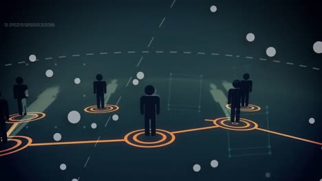animación de la red de conexiones con los iconos de las personas