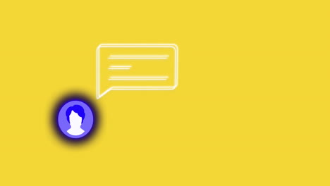 animación del icono del perfil con burbuja de habla sobre fondo amarillo