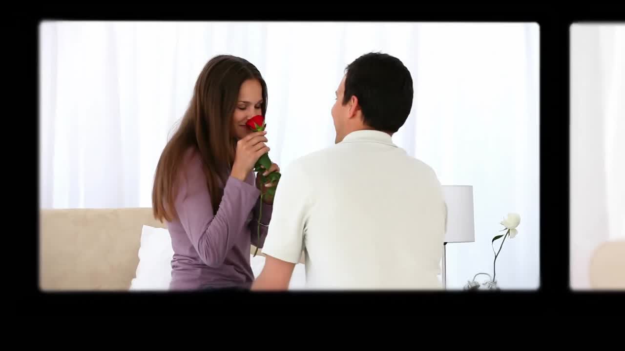 함께 특별한 시간을 보내는 귀여운 커플의 몽타지