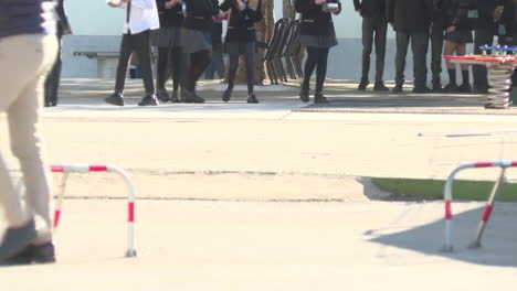 students walking in school grounds