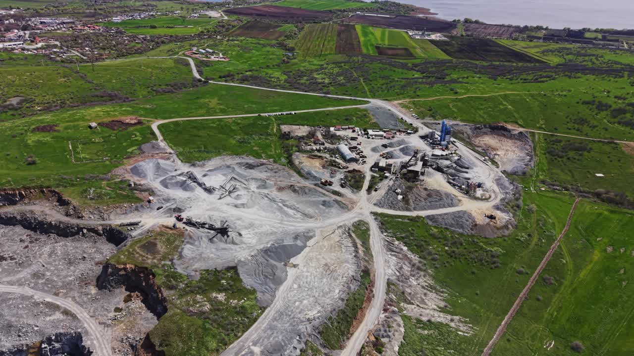 Aerial View of a Large Industrial Stone Quarry