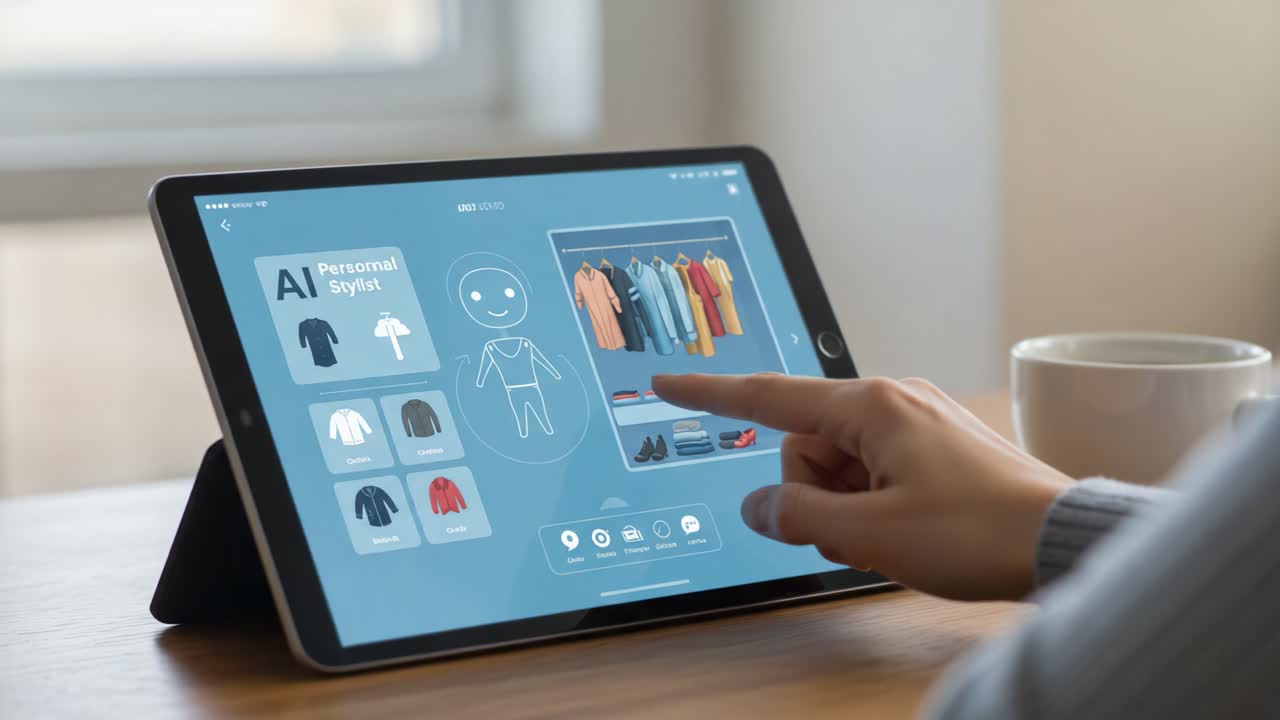 Exploring Virtual Wardrobe Customization and AI Personal Stylist Features on a Tablet: Engaging User Experience with Fashion Choices and Interactive Interface