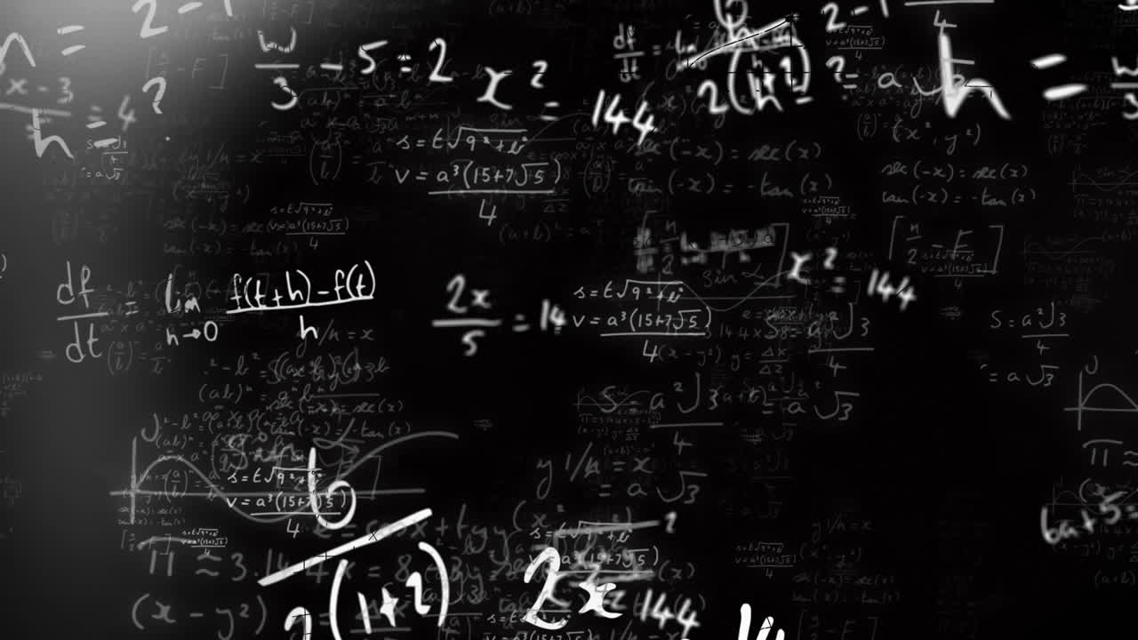 animación del procesamiento de datos matemáticos sobre un fondo negro