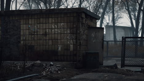 старые заброшенные гаражи в лесу