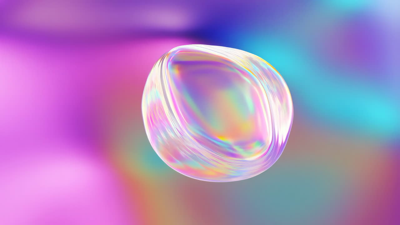 Holographic Iridescent Orb on Vibrant Gradient Background