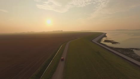 Aerial:-The-dykes-and-shoreline-of-the-Oosterschelde,-the-Netherlands