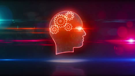 símbolo de la cabeza de la inteligencia artificial resumen en bucle