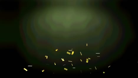 Animation-of-gold-confetti-falling-on-black-background